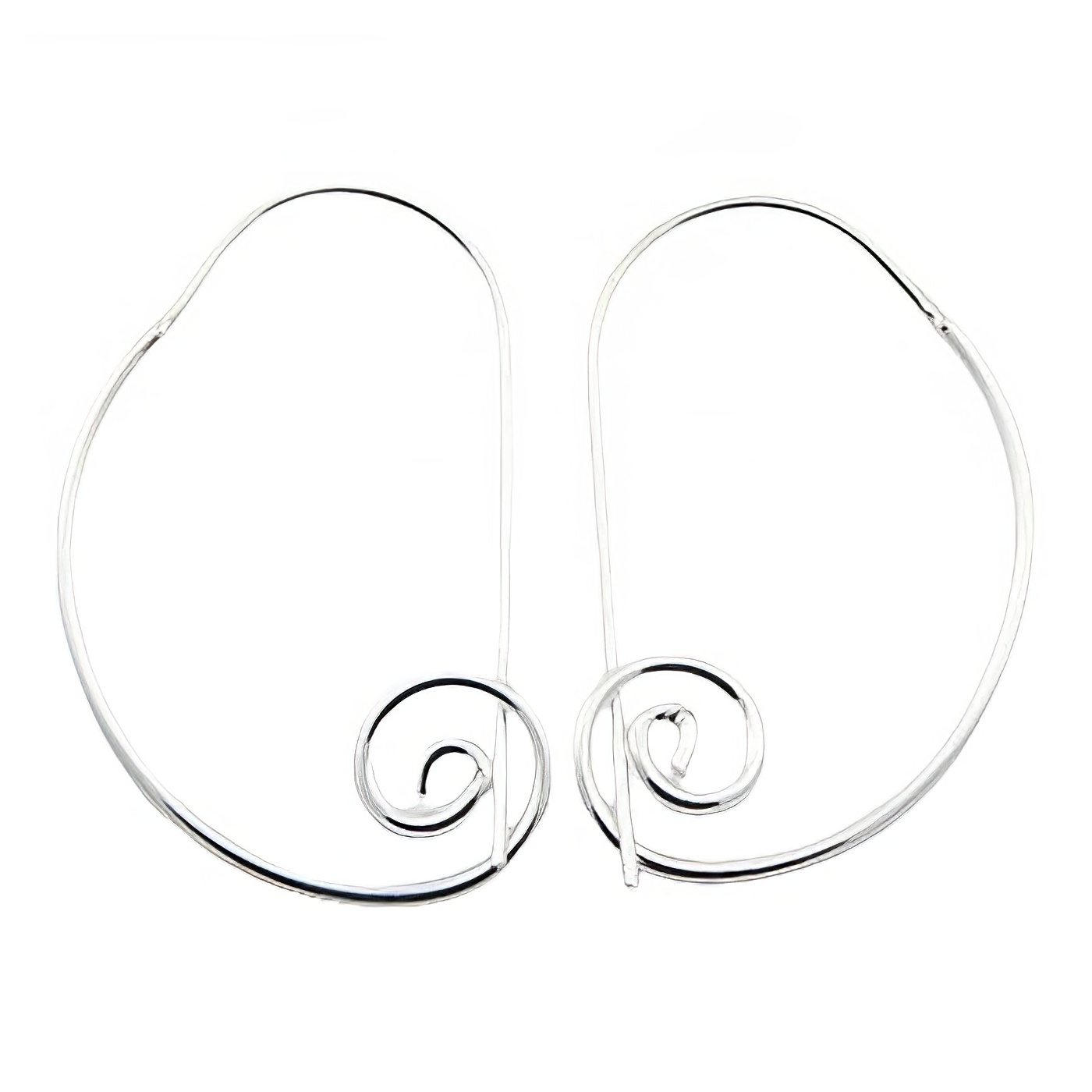 Curved Semi-Circle 33mm Silver Hoop Earrings by BeYindi 