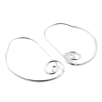 Curved Semi-Circle 33mm Silver Hoop Earrings by BeYindi 
