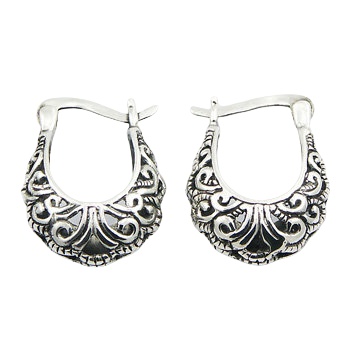 Designer Hoops Ajoure Silver Crescent Shape by BeYindi 