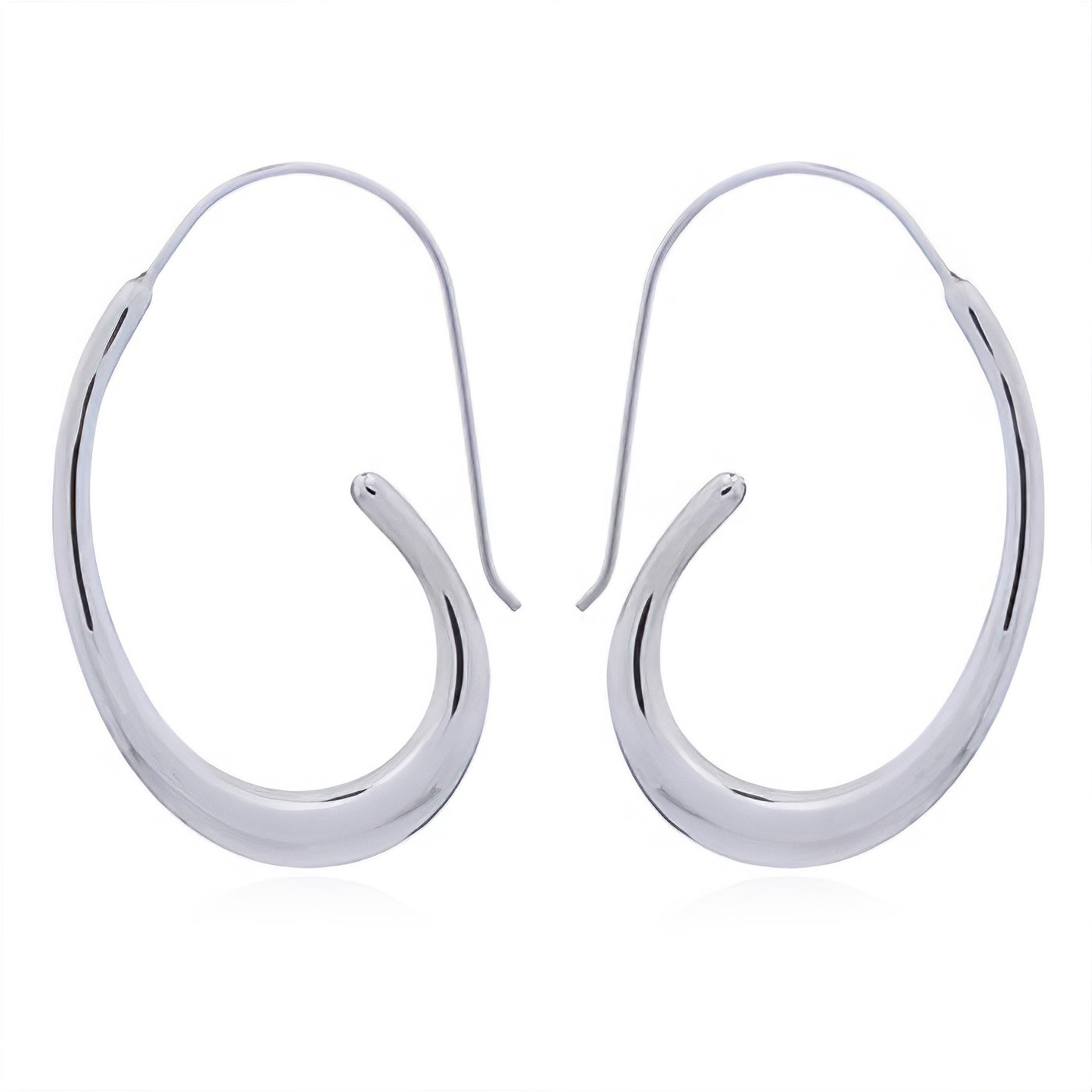 Fashionable 43mm Twirls Hoop Earrings Sterling Silver by BeYindi 