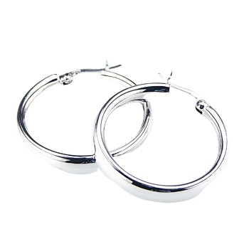 Classy 30mm Silver Hoop Earrings Beveled & Plain by BeYindi 
