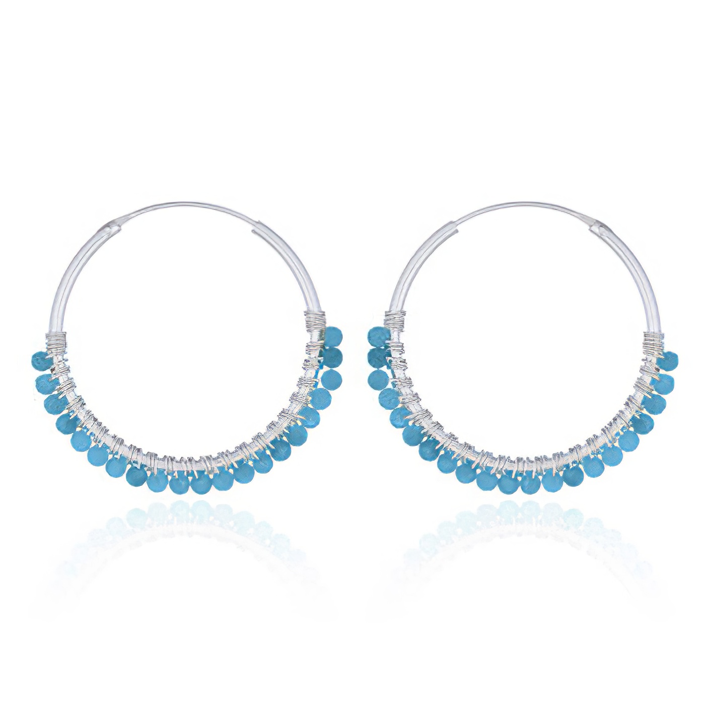 Faceted Blue Apatite Sterling Silver Hoop Earrings by BeYindi 