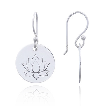 Sterling Silver Lotus Disc Dangle Earrings by BeYindi 