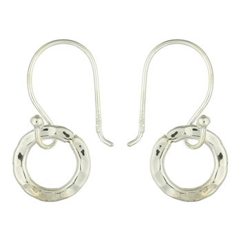 Hammered Silver Donut Dangle Earrings by BeYindi 