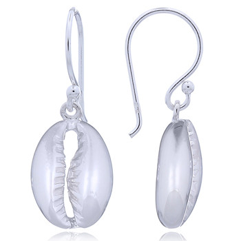 Sterling Silver Cowrie Shell Dangle Earrings by BeYindi 