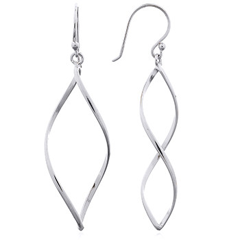 Sterling Silver Airy Twisted Wire Leaf Dangle Earring by BeYindi 