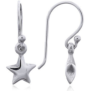 Little Puffed Sterling Silver Star Earrings On Swing Loops by BeYindi 