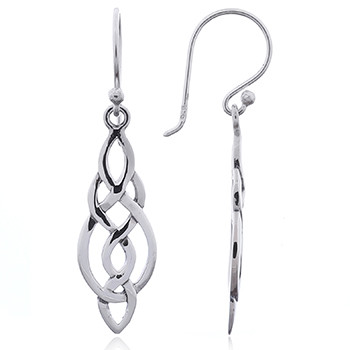Sterling Silver Dangle Earrings Marquise Shaped Celtic Knot by BeYindi 