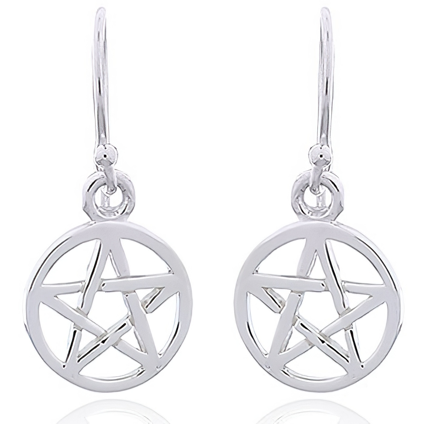 Sterling Silver Dangle Earrings Openwork Circled Pentagram by BeYindi 
