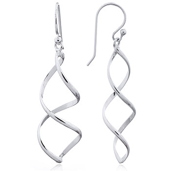 925 Silver Earrings Twisted, Waved Wirework Danglers by BeYindi 