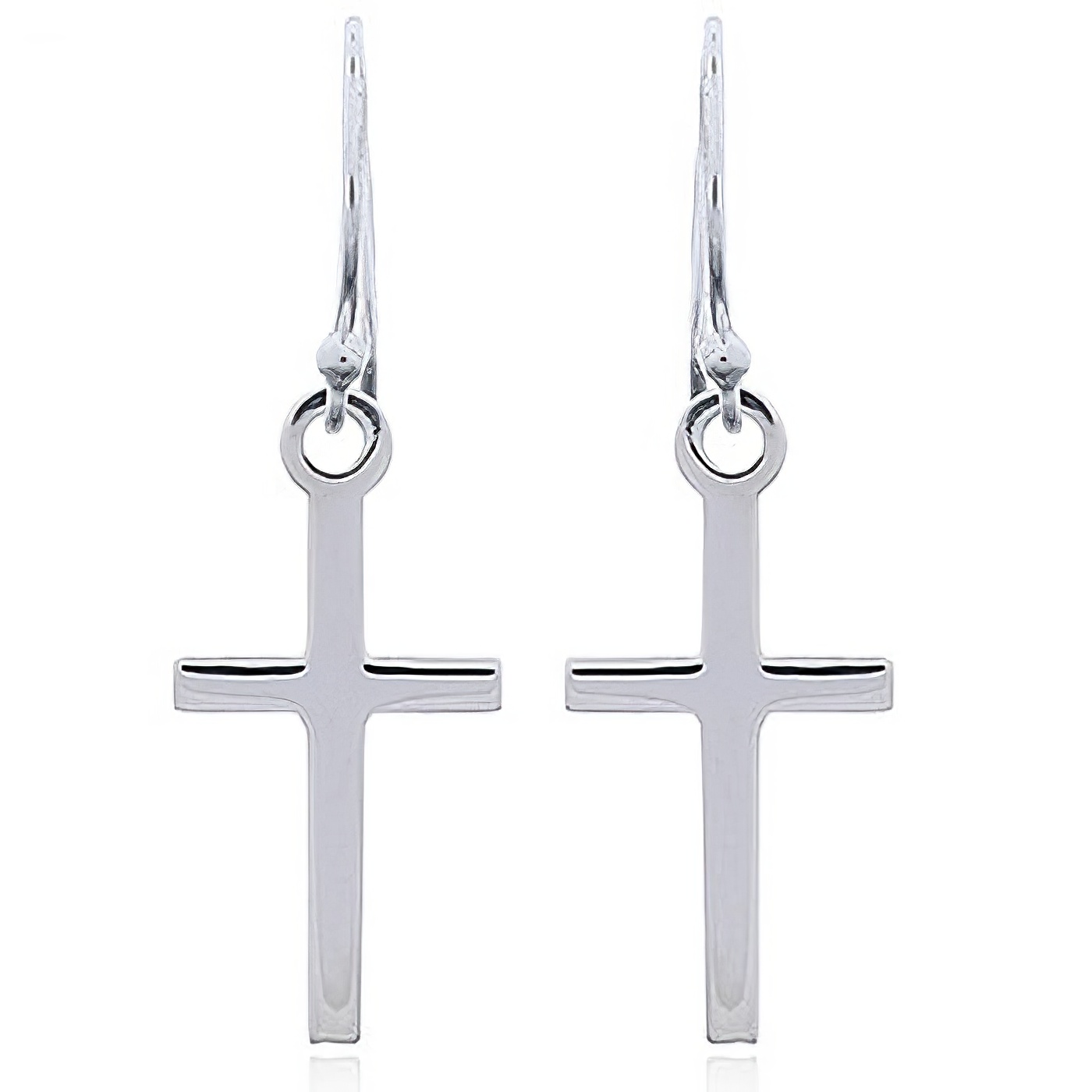 Sterling Silver Cross Dangle Earrings Simplistic Design by BeYindi 