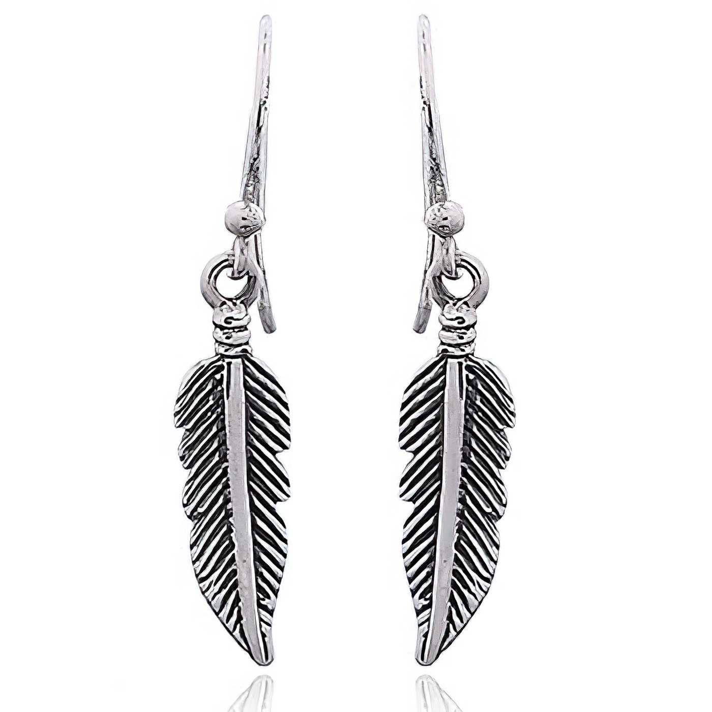 Wholesale Silver Feather Dangle Earrings by BeYindi 