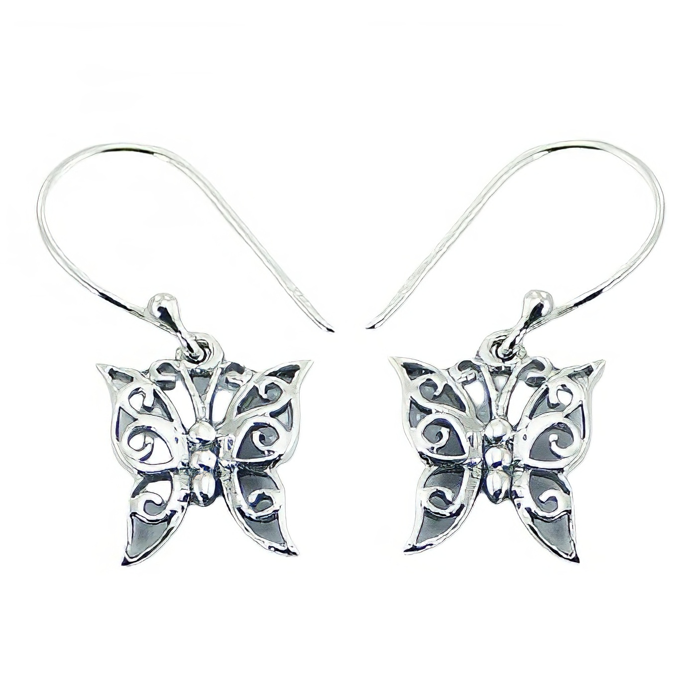 Ajoure Sterling Silver Butterfly Dangle Earrings by BeYindi 