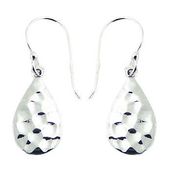 Hammered Sterling Silver Drop Shaped Dangle Earrings by BeYindi 2
