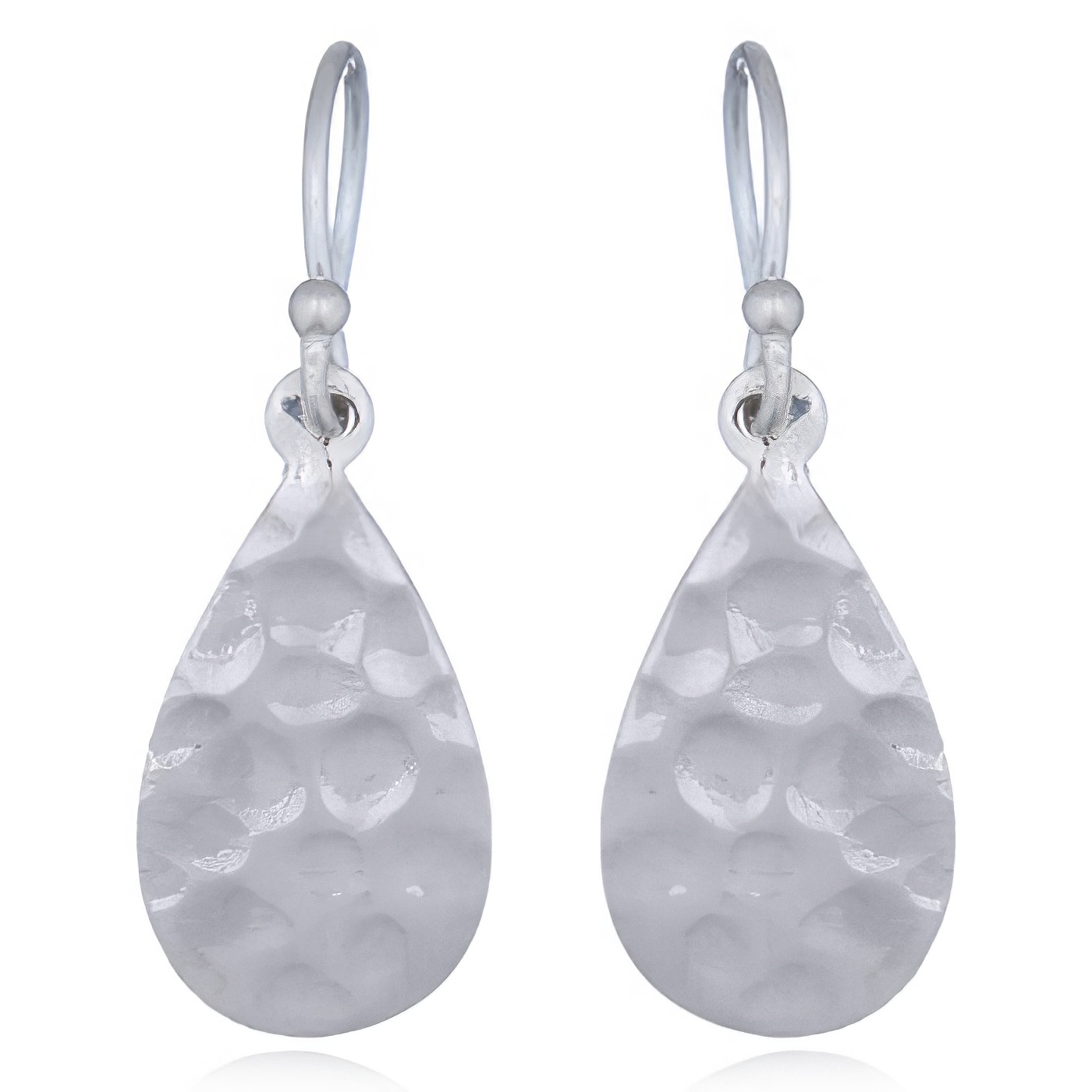 Hammered Sterling Silver Drop Shaped Dangle Earrings by BeYindi 