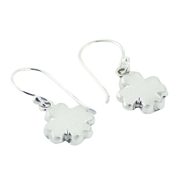 Brushed Sterling Silver Four-leaf Clover Dangle Earrings by BeYindi 