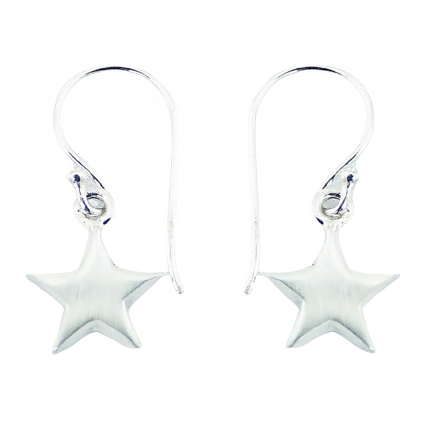 Cute Brushed Finish Plain 925 Silver Star Dangle Earrings by BeYindi 