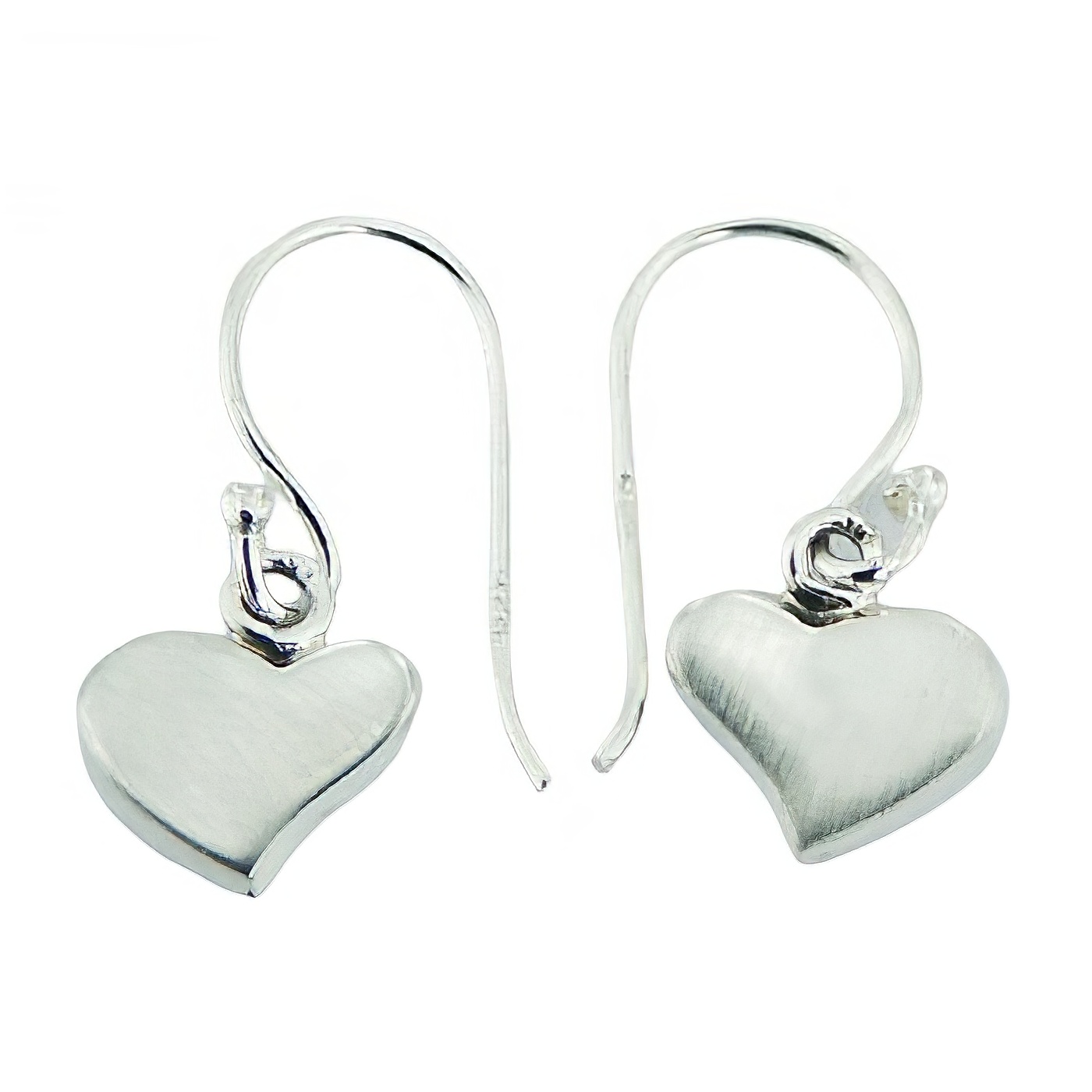 Softly Curved Small 925 Silver Cute Hearts Dangle Earrings by BeYindi 