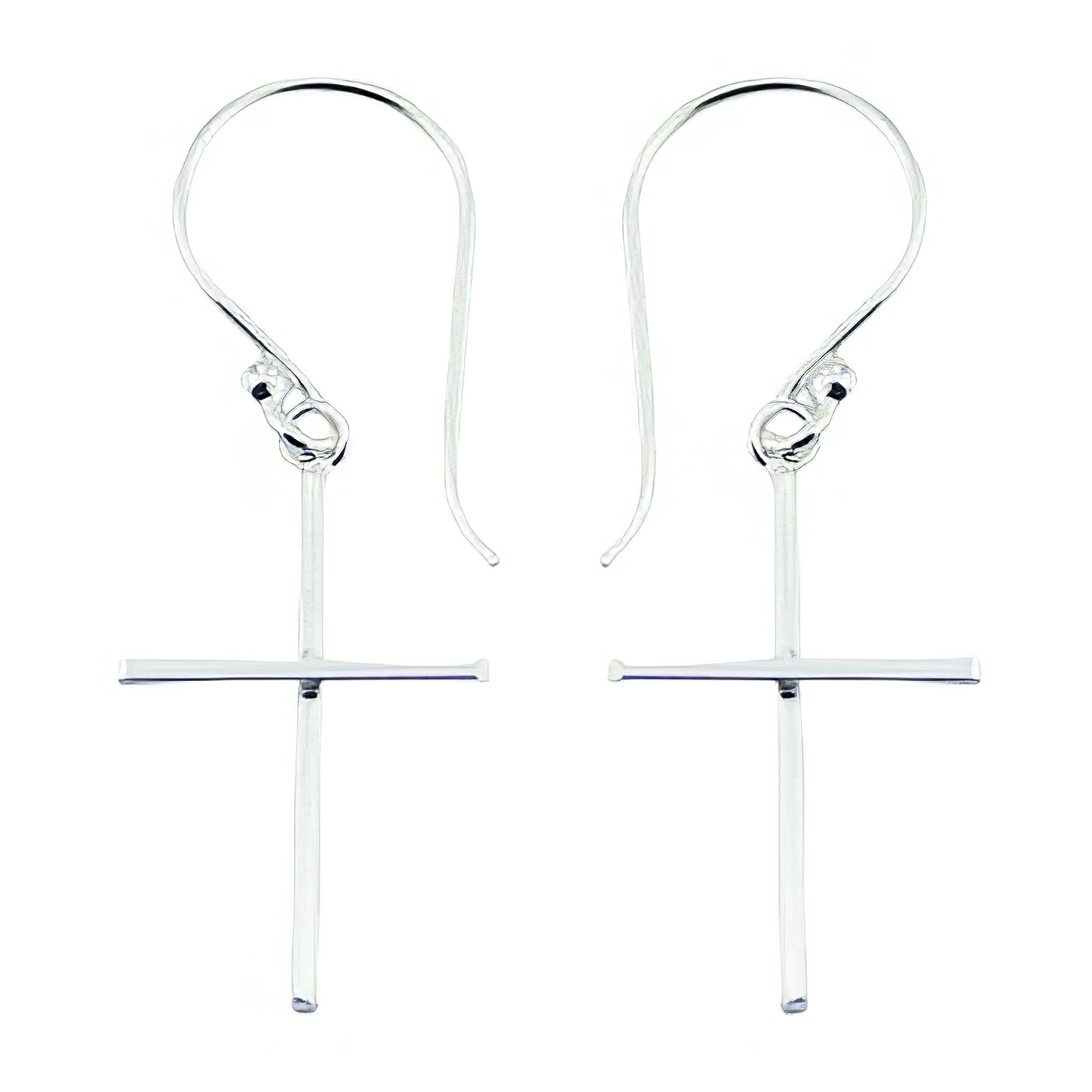 925 Sterling Silver Cross Dangle Earrings On Swing Loops by BeYindi 