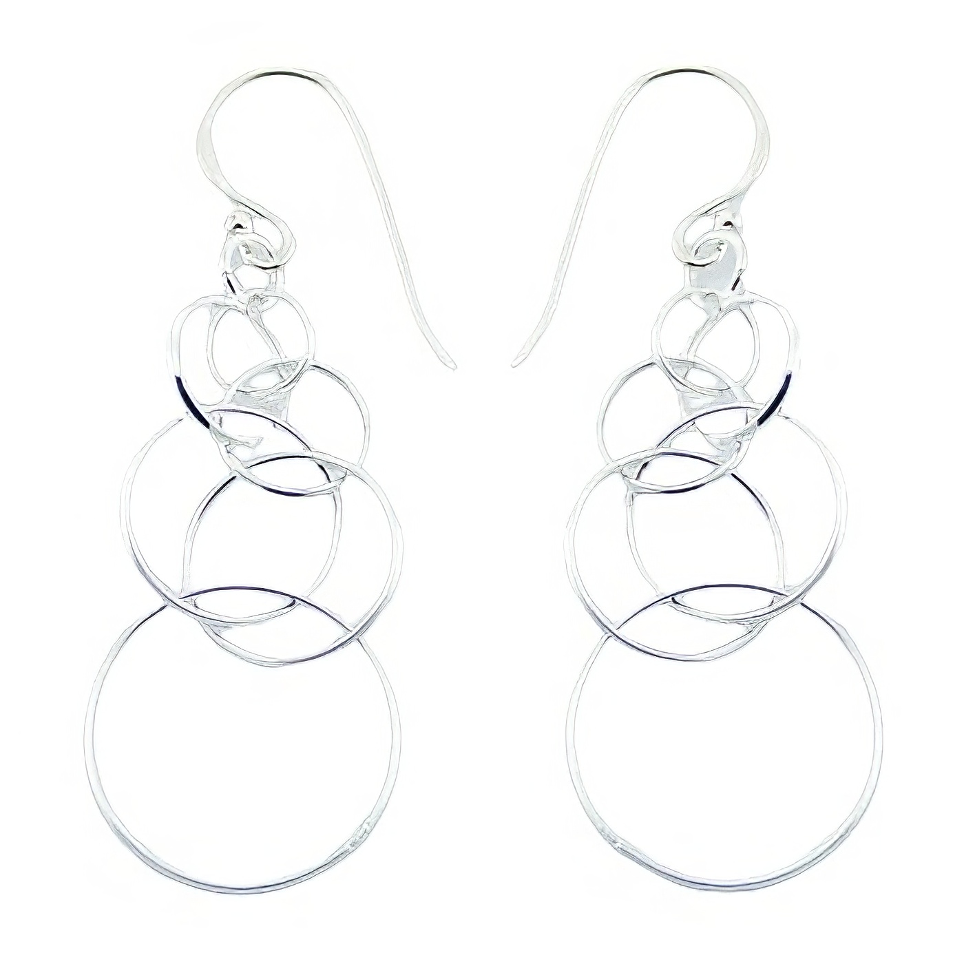 Cute Sterling Silver Dangle Earrings Airy Cluster Of Hoops by BeYindi 