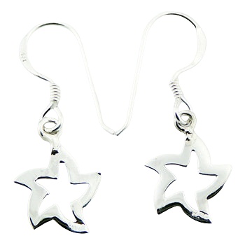 Small Sterling Silver Cute Open Stars Dangle Earrings by BeYindi 