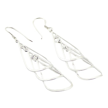 Stacked Open Drops 925 Silver Dangle Earrings by BeYindi 