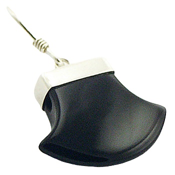 Generously Curved Fans Black Agate Gemstone Silver Earrings by BeYindi 2