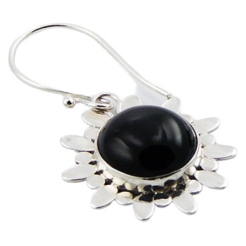 Black Agate Flowers Handmade Sterling Silver Dangle Earrings by BeYindi 2