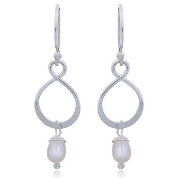 Sterling Silver Infinity Dangle Earrings with Freshwater Pearls by BeYindi 2