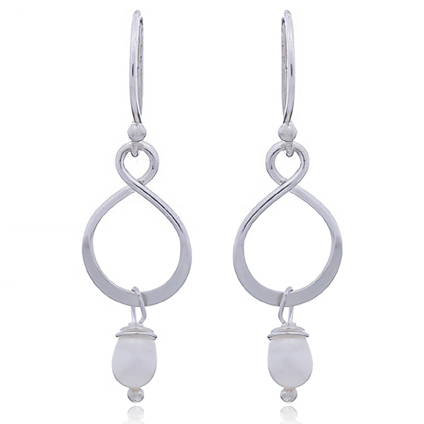 Sterling Silver Infinity Dangle Earrings with Freshwater Pearls by BeYindi 