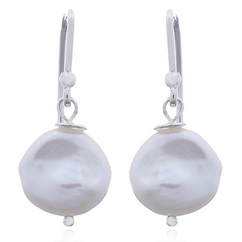 Modern 925 Silver Freshwater Pearl Dangle Earrings by BeYindi 