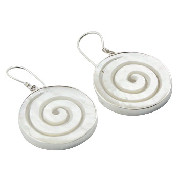 Creamy Hand Carved Spiral Mother Of Pearl Earring by BeYindi 