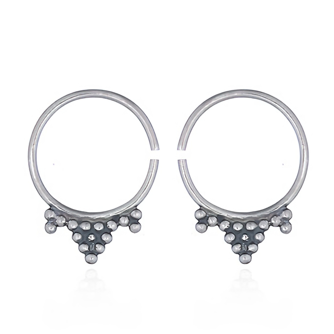 Angular Beads Silver Circle Drop Earrings by BeYindi 