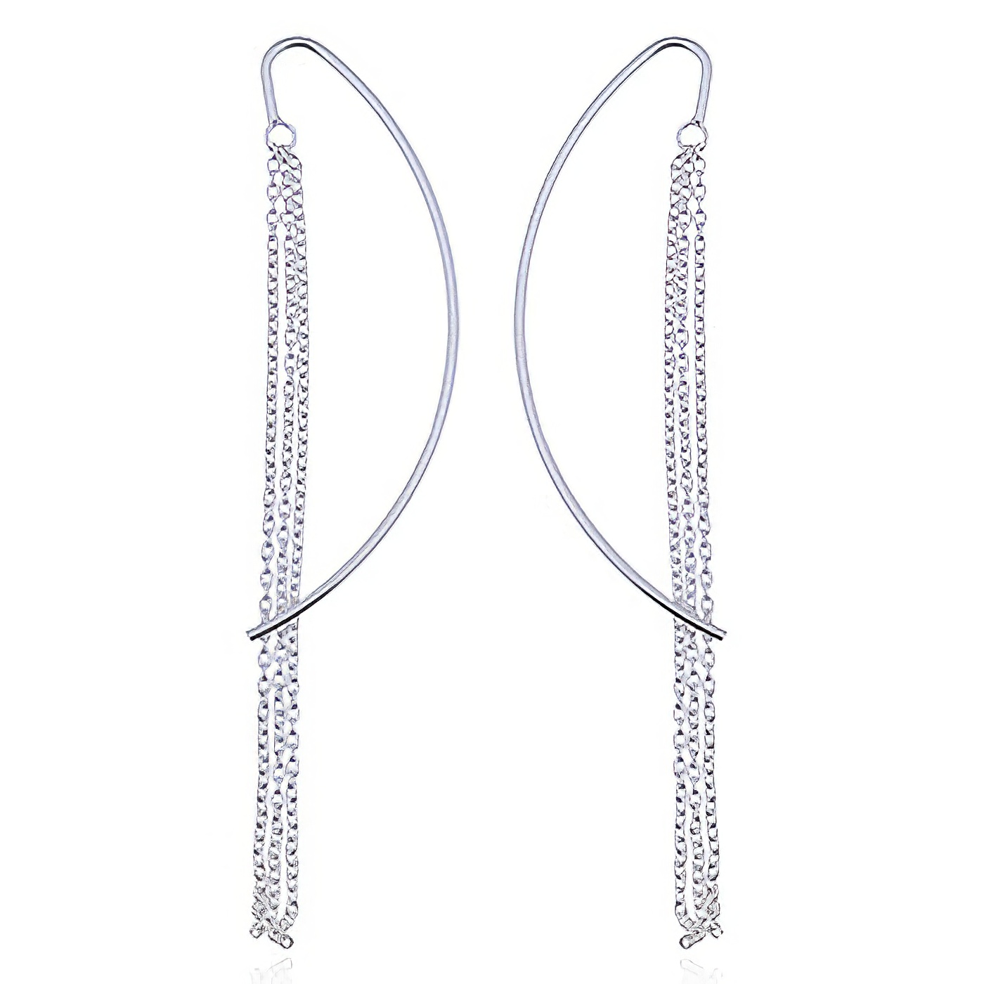 Stick Tassle Chains Silver Thread Earring by BeYindi 