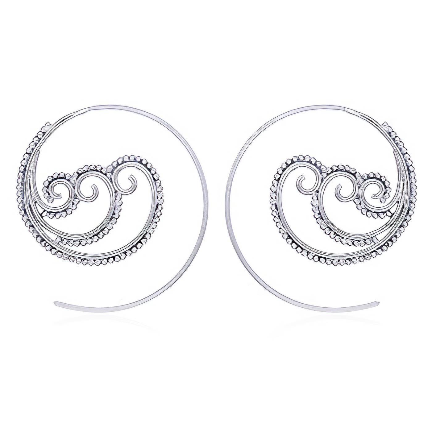 Silver Spiral Earrings Triple Wave by BeYindi 