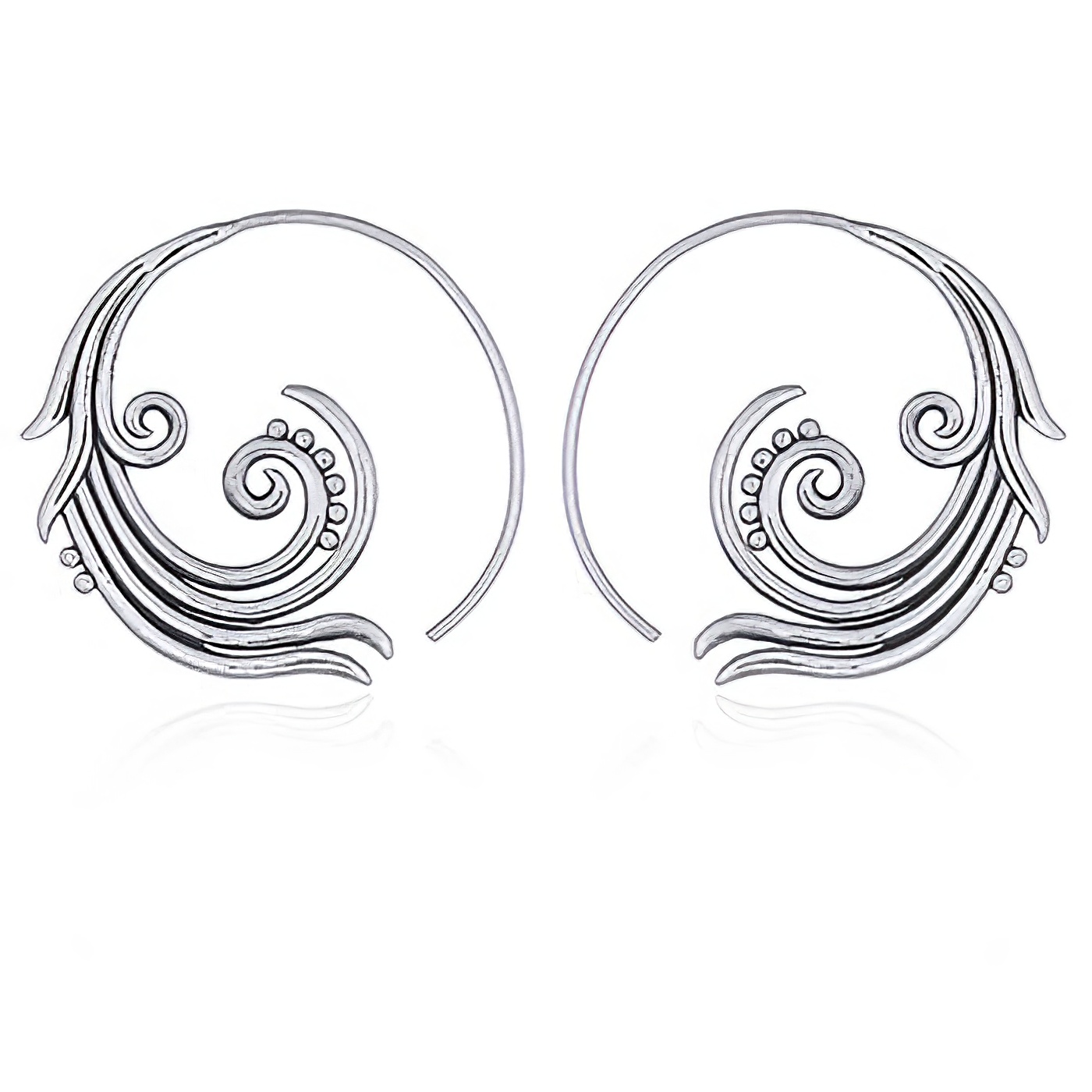925 Silver Spiral Earrings Abstract Flower by BeYindi 