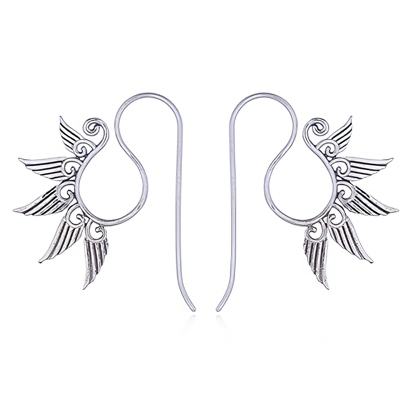 Tribal 925 Silver Multi Wing Earrings by BeYindi 