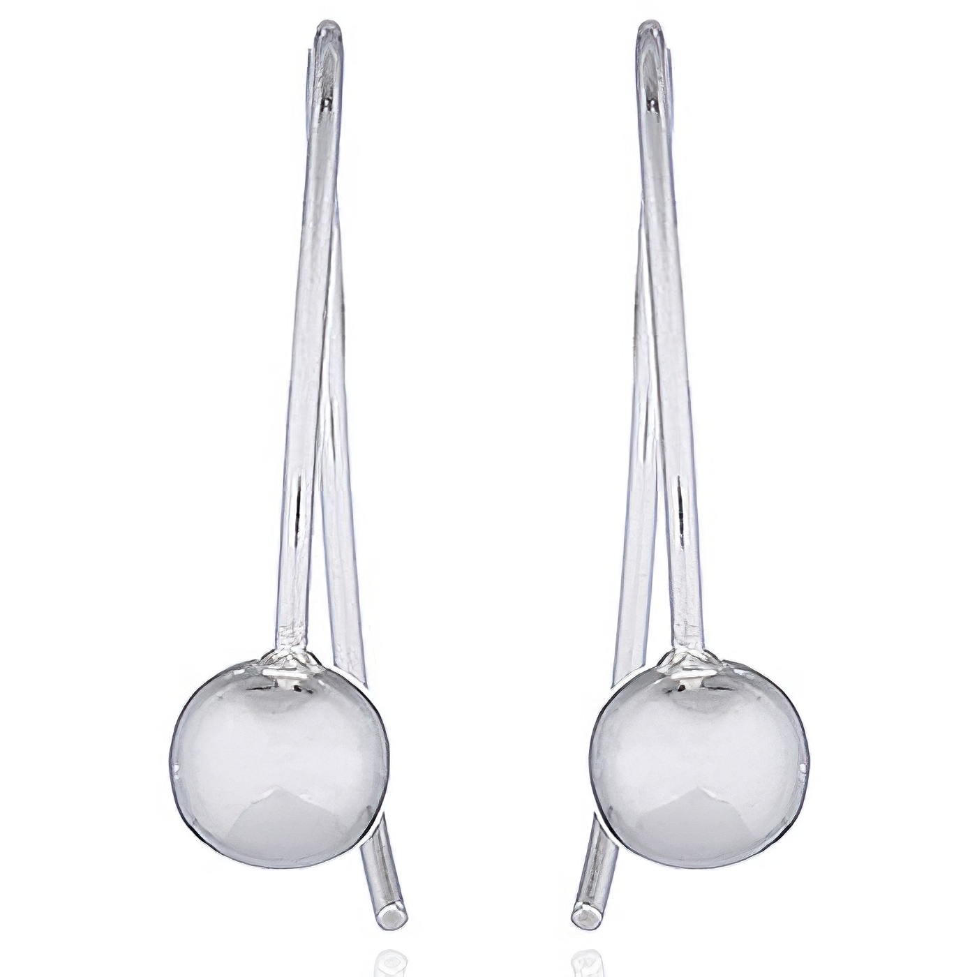 Sphere On Loop Wire Sterling Silver Drop Earrings by BeYindi 