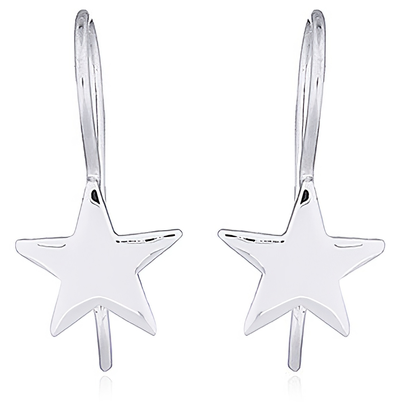 Festive Polished Sterling Silver Star Drop Earrings by BeYindi 