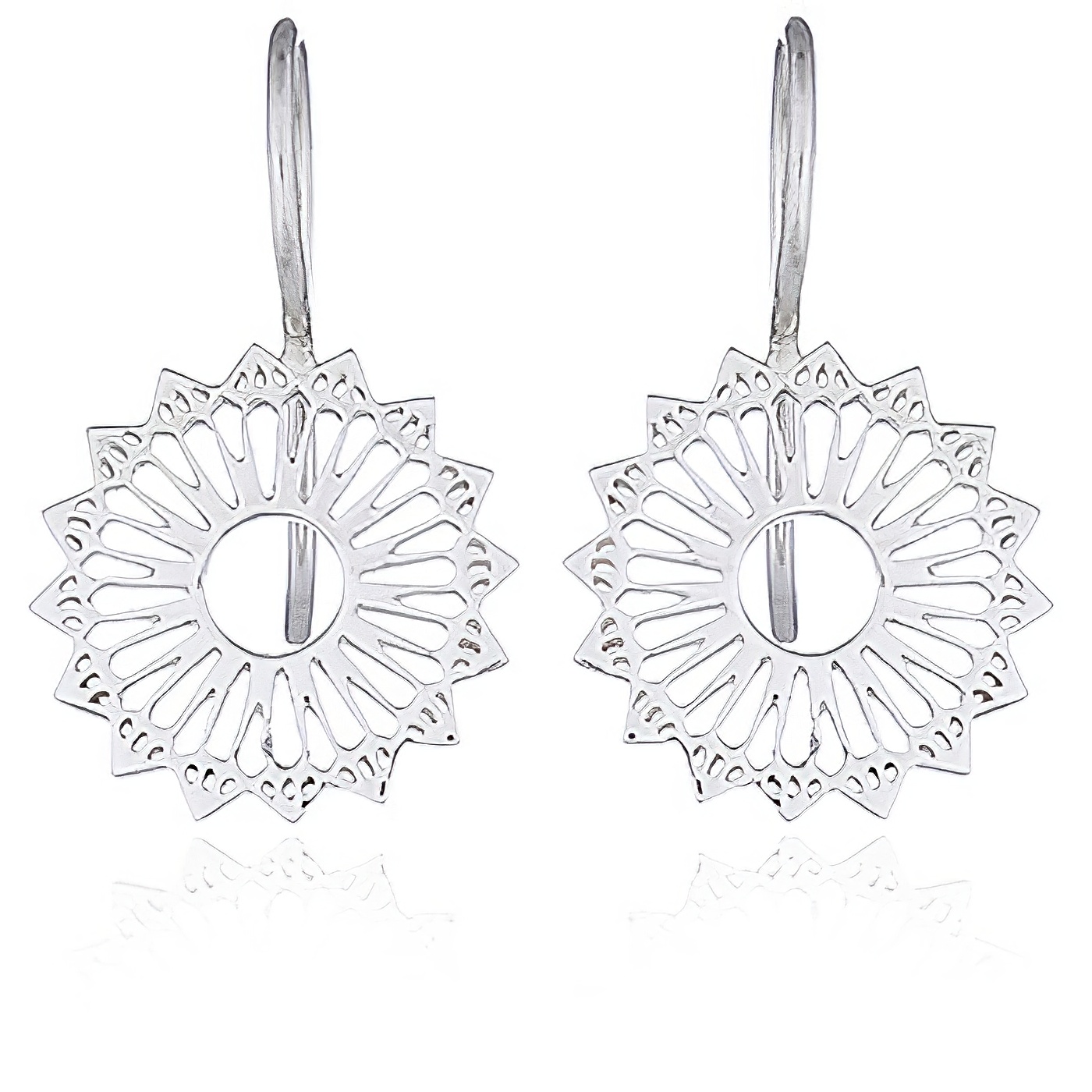 Mandala Hook Earrings in Sterling Silver by BeYindi 