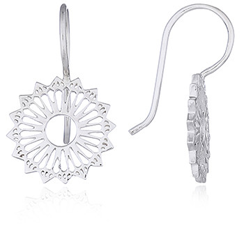 Mandala Hook Earrings in Sterling Silver by BeYindi 