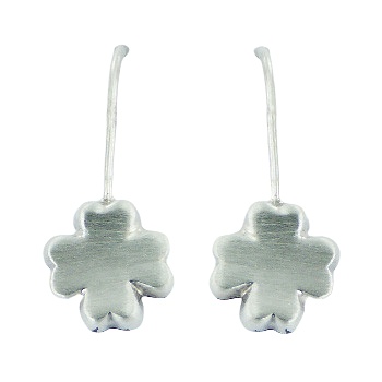Brushed Sterling Silver Four-leaf Clover Drop Earrings by BeYindi 