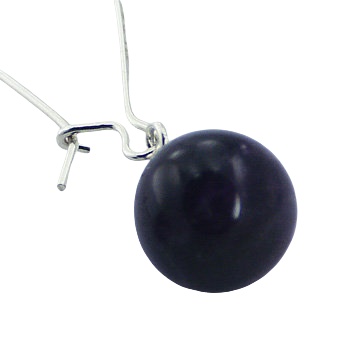 Amethyst Gemstone Balls Curved Silver Wire Drop Earrings by BeYindi 2