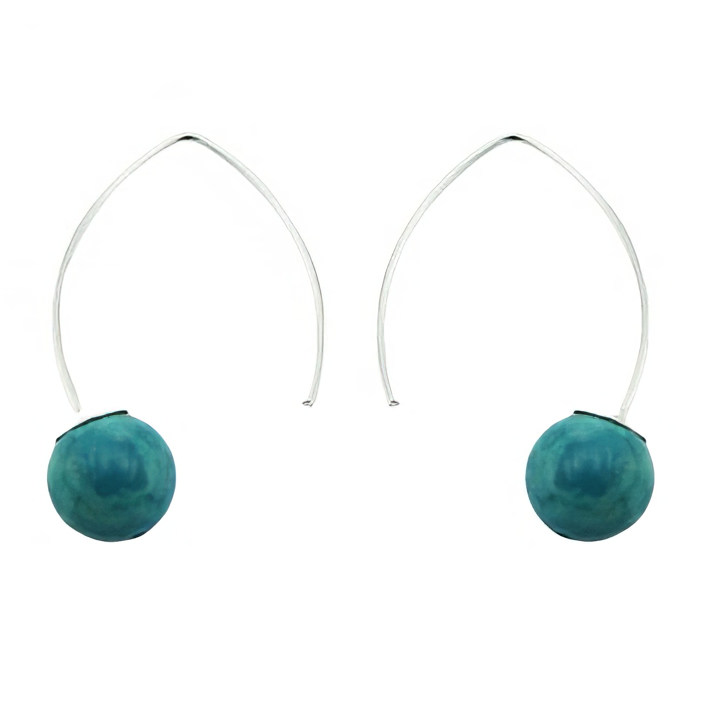 Turquoise Beads 925 Sterling Silver Gemstone Drop Earrings by BeYindi 
