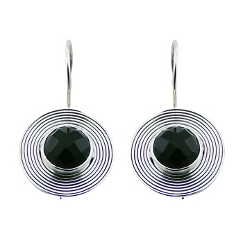 Handmade 925 Sterling Silver Earrings Black Agate Gems by BeYindi 