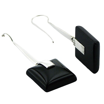 Black Agate Gemstone Drop Earrings Hinged Stick Hangers by BeYindi 