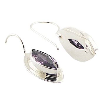 925 Silver Drop Earrings Marquise Cut Cubic Zirconia by BeYindi 