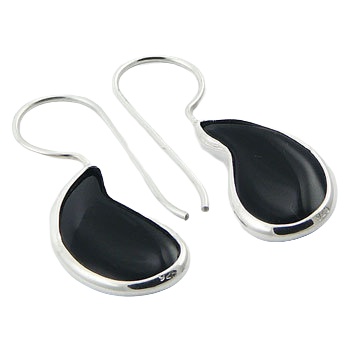 Paisley Silhouettes Black Agate 925 Silver Earrings by BeYindi 