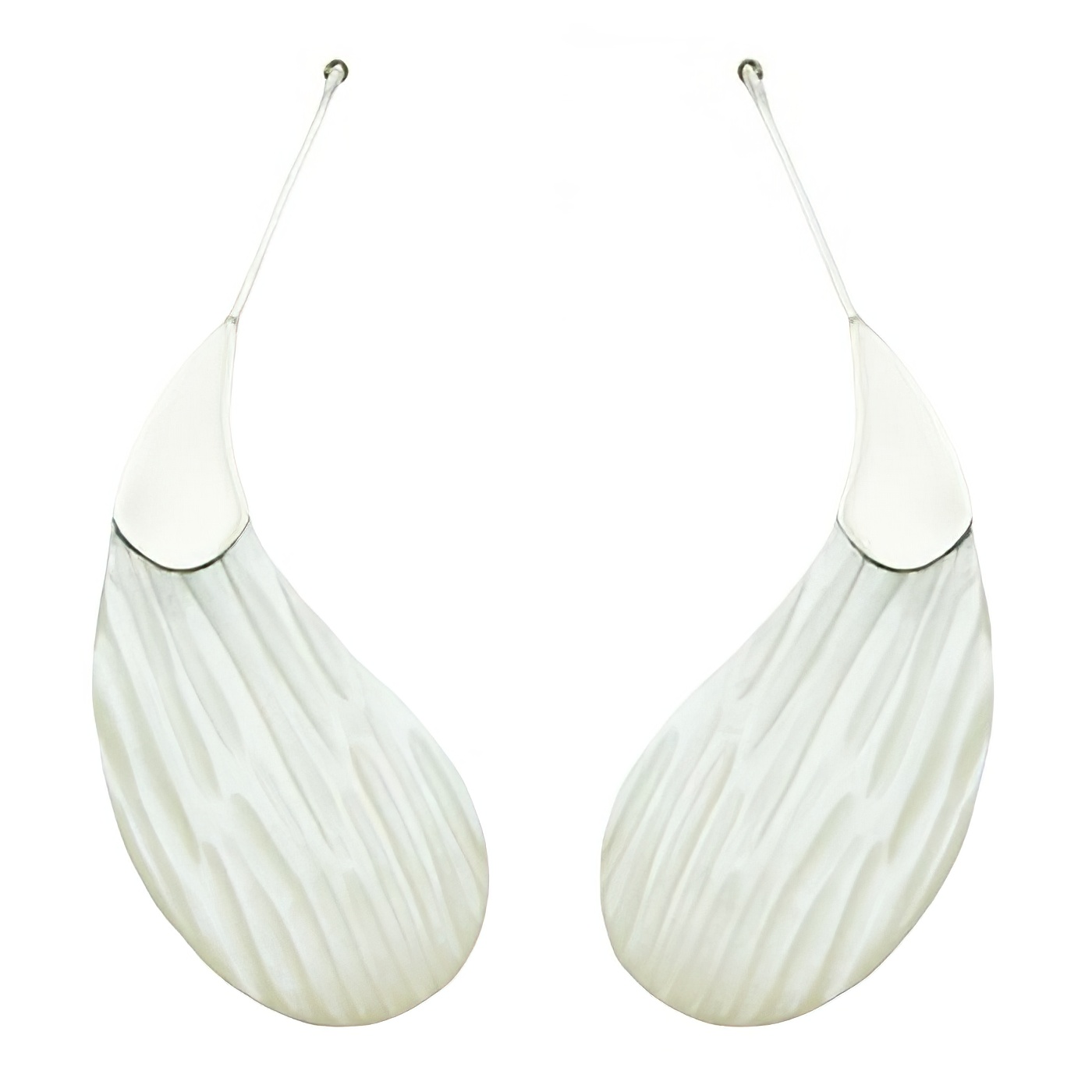 Paisley Shaped Drop Earrings Mother Of Pearl Sterling Silver by BeYindi 