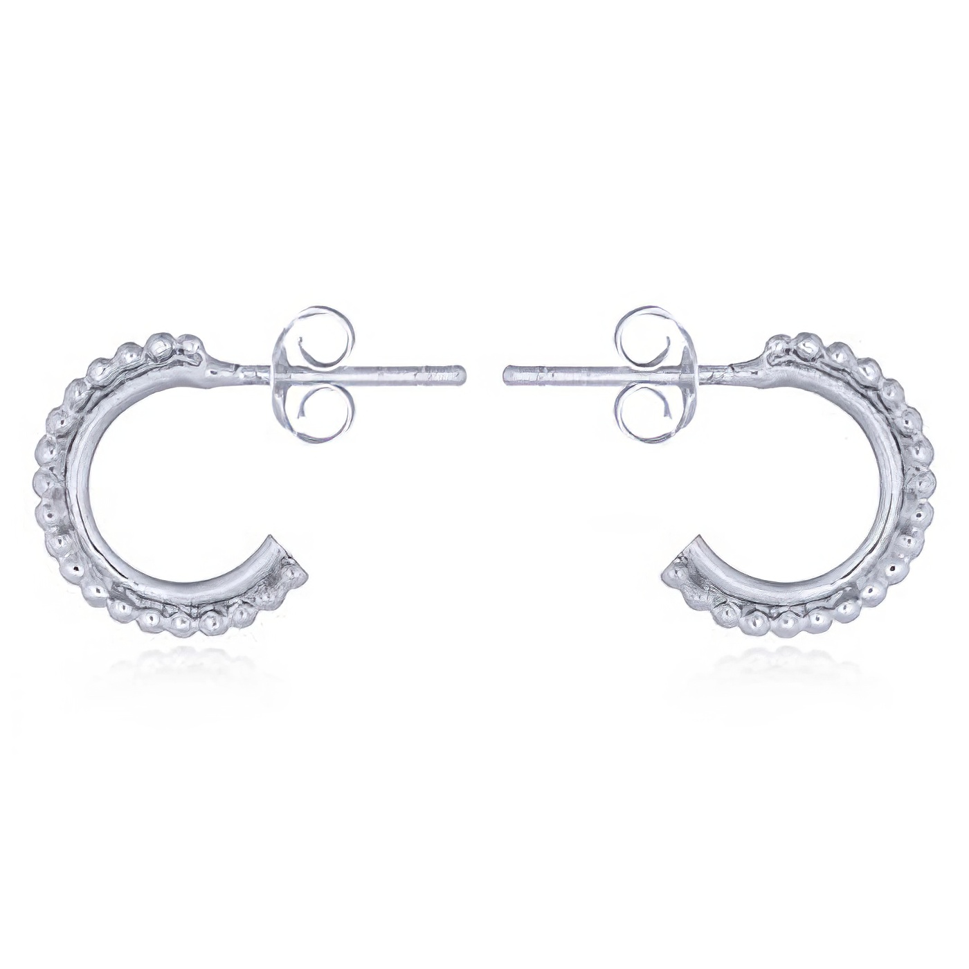 Rhodium Plated Open Arch Dotted Silver Stud Earrings by BeYindi 